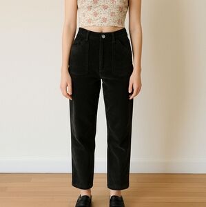 Black High-Waisted Courdury Pants